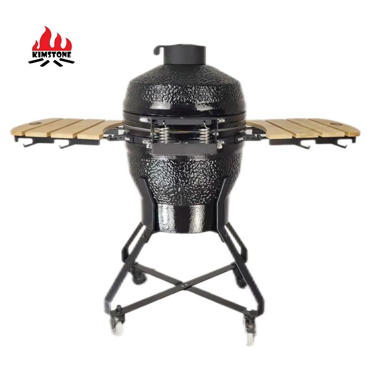 18inch KIMSTONE KimBer Series Stone Pattern Kamado Grill Household Luxury Grill with Square Tube Iron Stands