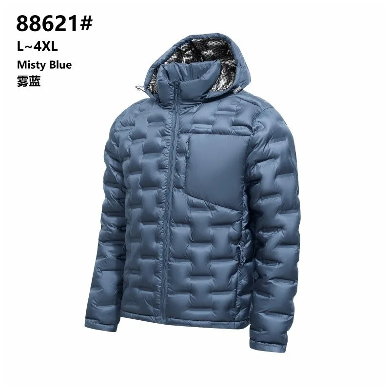Men Check Hooded Lightweight Thick Cotton Coat High Quality Down Alternative Casual Winter Outerwear
