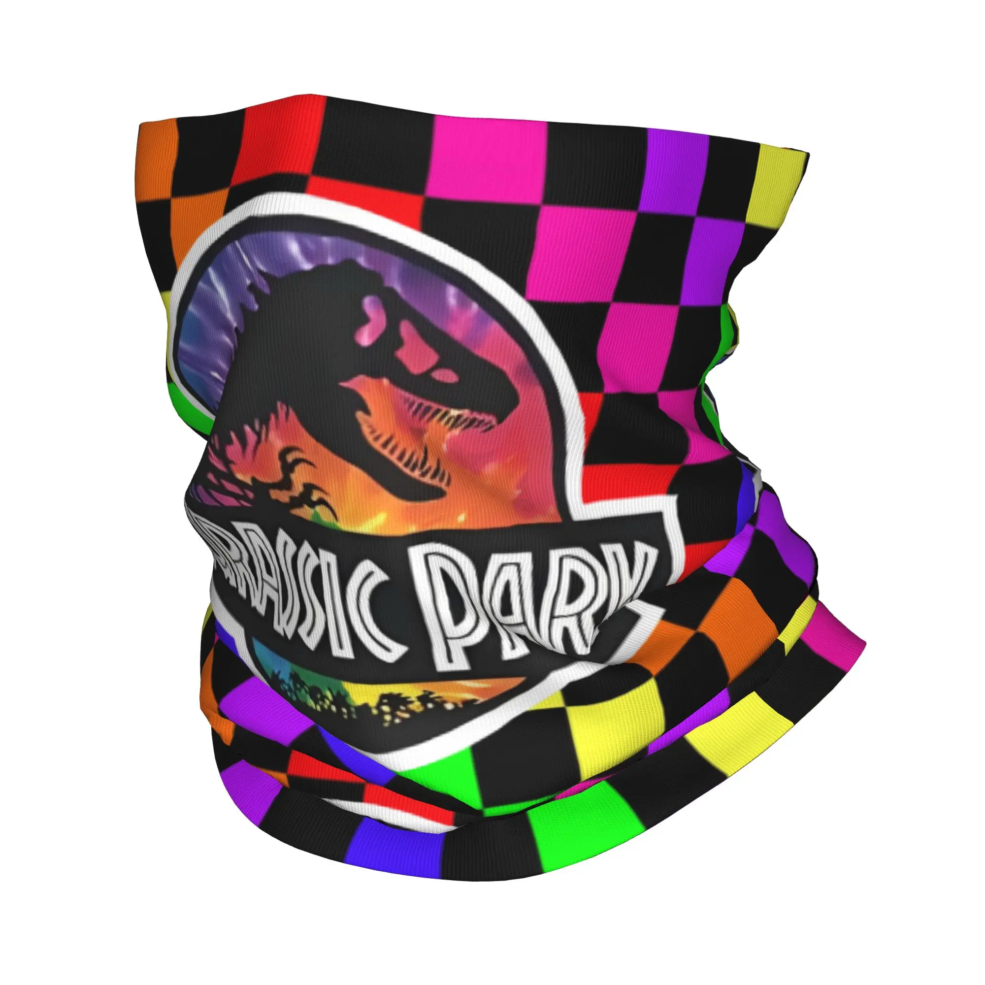 Jurassic Park'ES negro Arco Iris tablero de ajedrez Bandana cuello polaina protección UV cara bufanda cubierta tartán sombreros tubo pasamontañas