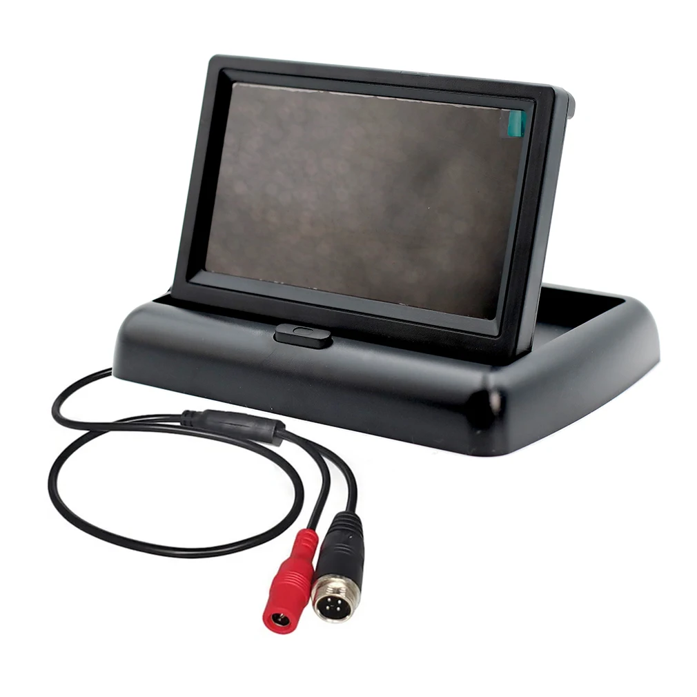 4.3“ TFT LCD Foldable Monitor 800X400 4pin Avaition Video Input For Car Truck Backup Rear View Reverse Camera