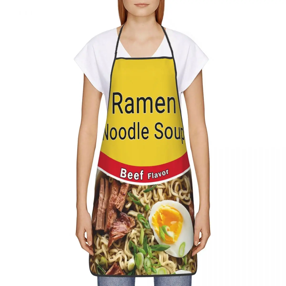 Ramen Noodle Soup Beef Flavor Funny Aprons for Women Men Adult Unisex Kitchen Chef Bib Tablier Cuisine Cooking Baking Gardening