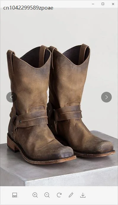 

Средневековые ковбойские сапоги в стиле вестерн в стиле ретро, мужские уличные ботинки средней длины, обувь без шнуровки из искусственной кожи, зимние короткие коричневые сапоги-гладиаторы