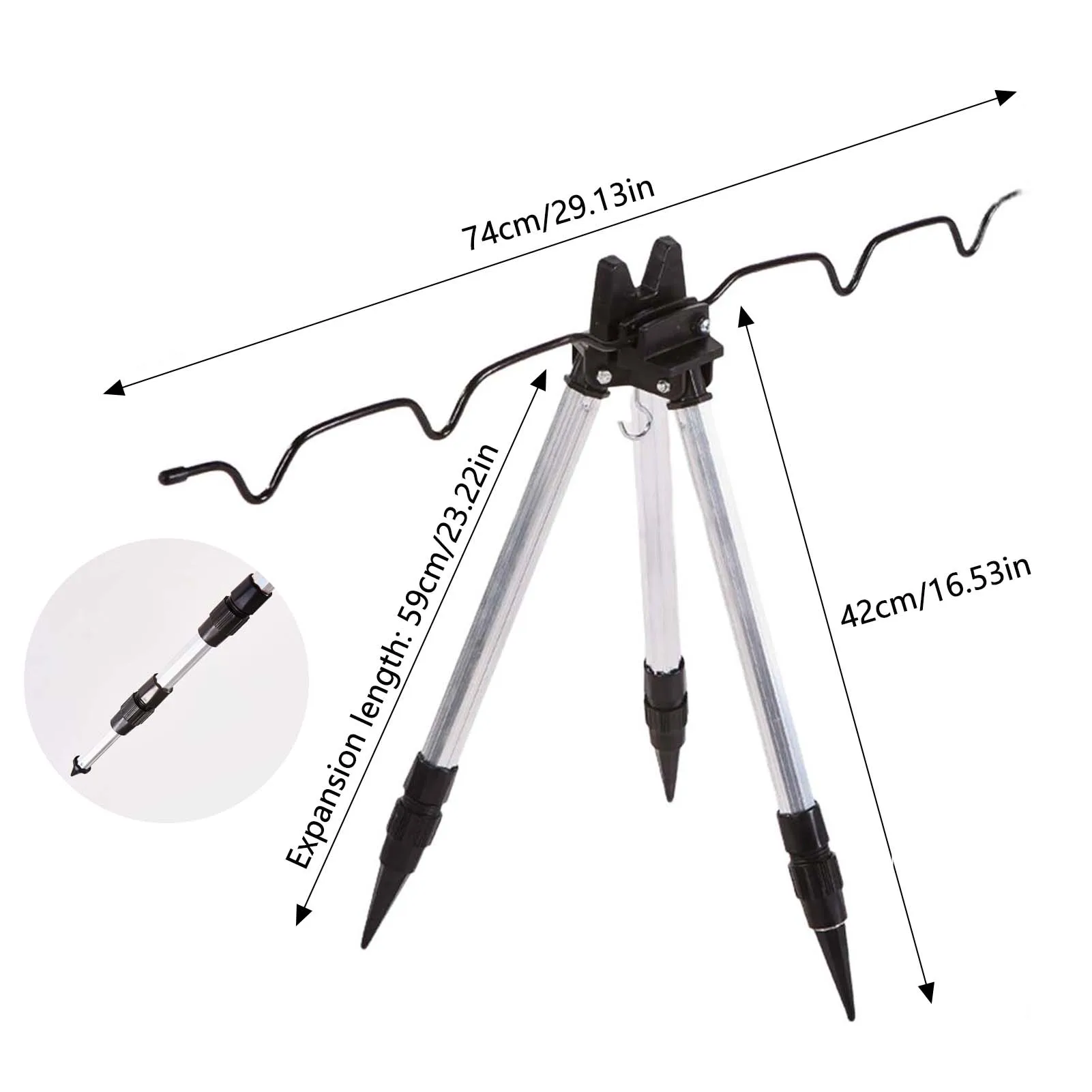 Soporte de trípode para cañas de pescar, soporte telescópico de aleación de aluminio para cañas de pescar telescópicas y cañas de mano