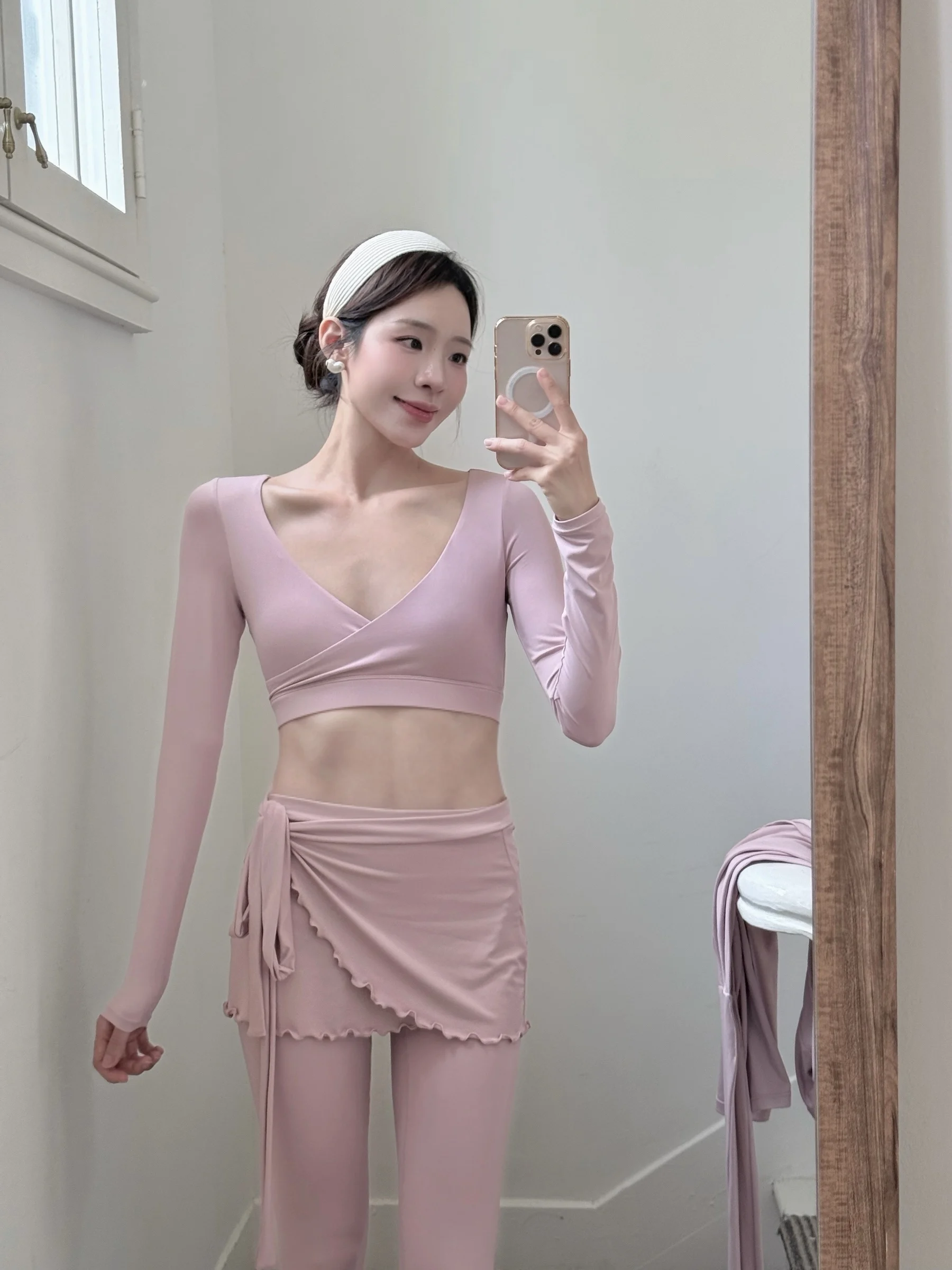 ysh-power-ballet-dance-set-with-sashes-long-sleeve-outerwear-lace-trim-skirt-pants-yoga-four-piece-set-women's-yoga-clothing