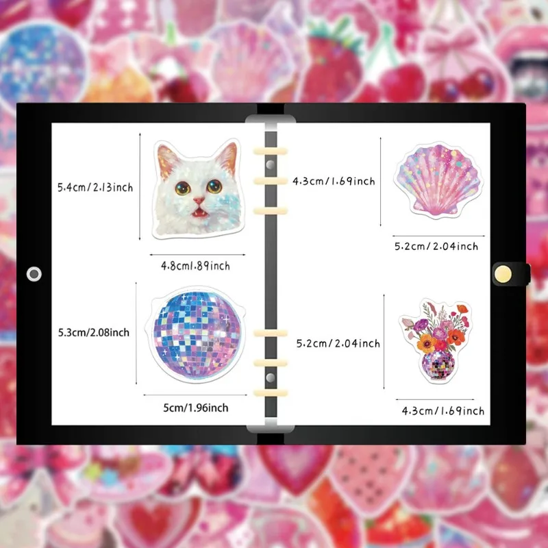 50 Sheets Aesthetic Pink Heart Crown Stickers Rose Gold Decals for Phone Case Laptop Kawaii Decoration Scrapbooking Supplies