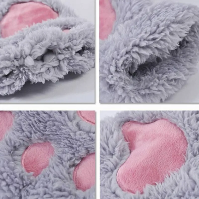 Winter Cat Half Finger Gloves Cute Cat Claw Warm Fluffy Fingerless Glove Autumn Thickened Plush Velvet Thermal Bear Paw Mittens