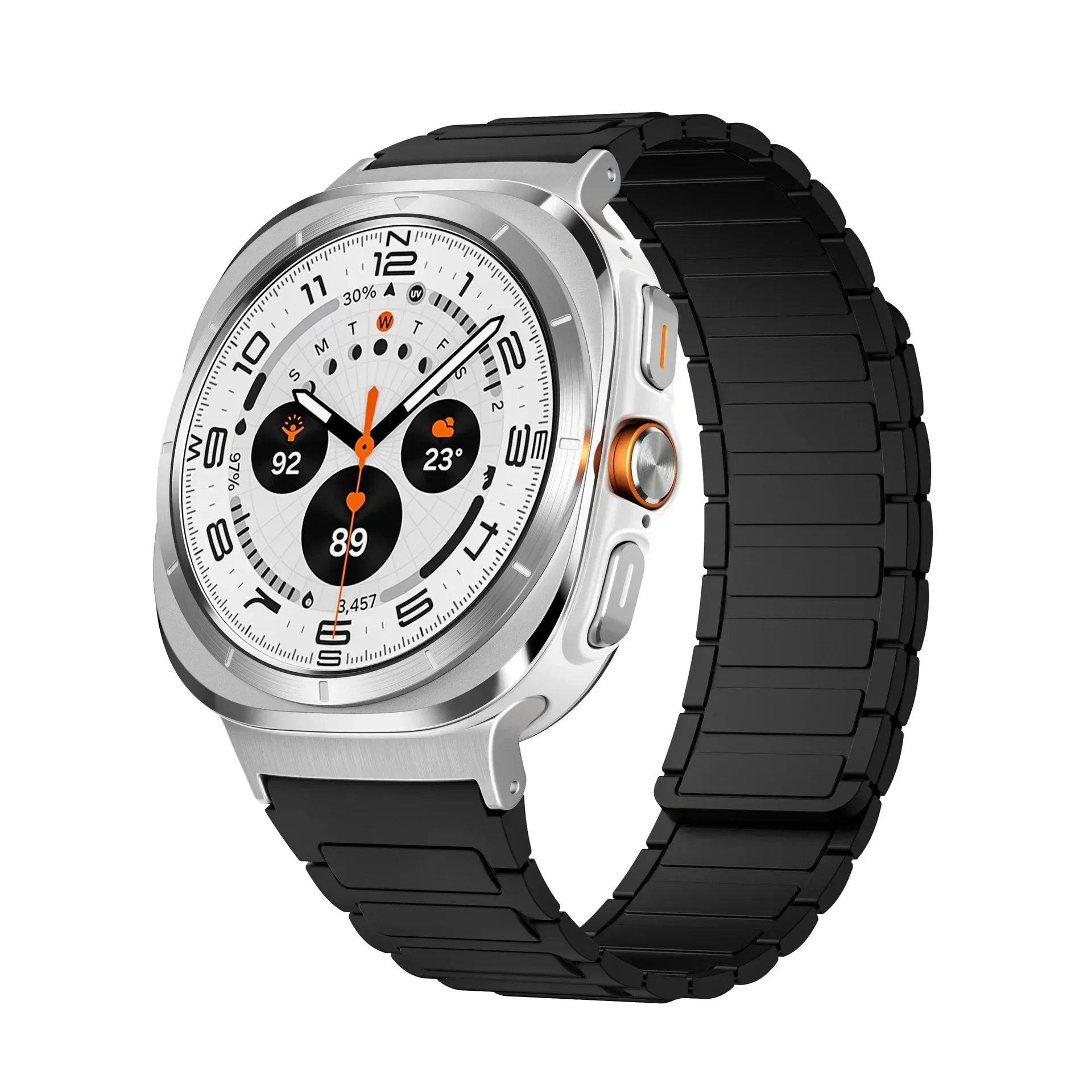 Pulseira esportiva de silicone para samsung galaxy watch 7 ultra 47mm pulseira de laço magnético para relógio 7 ultra 47mm sem lacunas pulseira de extremidade curvada