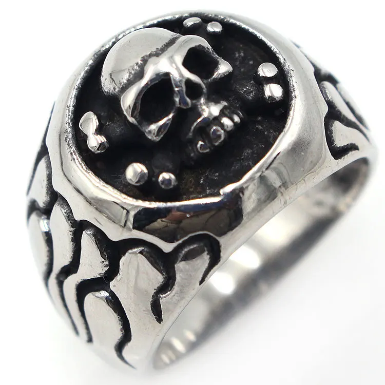 

Bxzyrt Titanium Steel Retro Men Ring Stainless Steel Skull Rings Vintage Style Big Size 7-13 For Man Party Rings Dropshipping