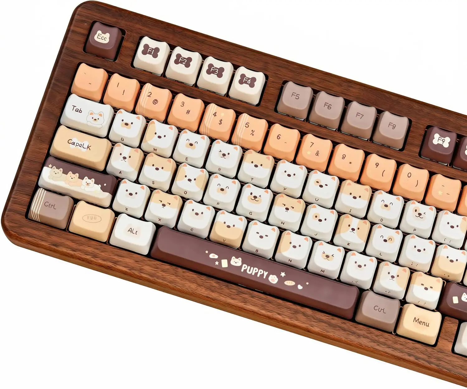 

Cute Dog Keycaps Set 132 Keys Dye Sublimation Keycap Set for MX Mechanical Keyboard Fits 60%75% 96% 100% Layouts Beige Brown