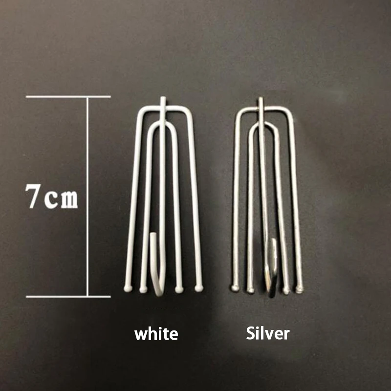 10PCS Metal Four Fork Curtain Tape Hook Curtain Cloth Ring Clamp Tracks DIY Single Hook Home Curtain Accessories