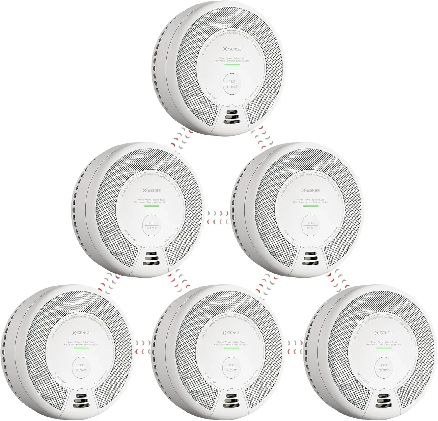

Wireless Interconnected Combination Smoke and Carbon Monoxide Detector, 10-Year Battery Powered Fire and CO Alarm, SC06-
