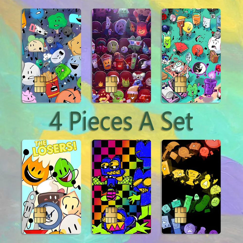 

Game BFDI Battle For Dream Island Card Stickers Credit Visa Debit Bank Charge Card Bus Metro Waterproof Sticker Decal Decoration