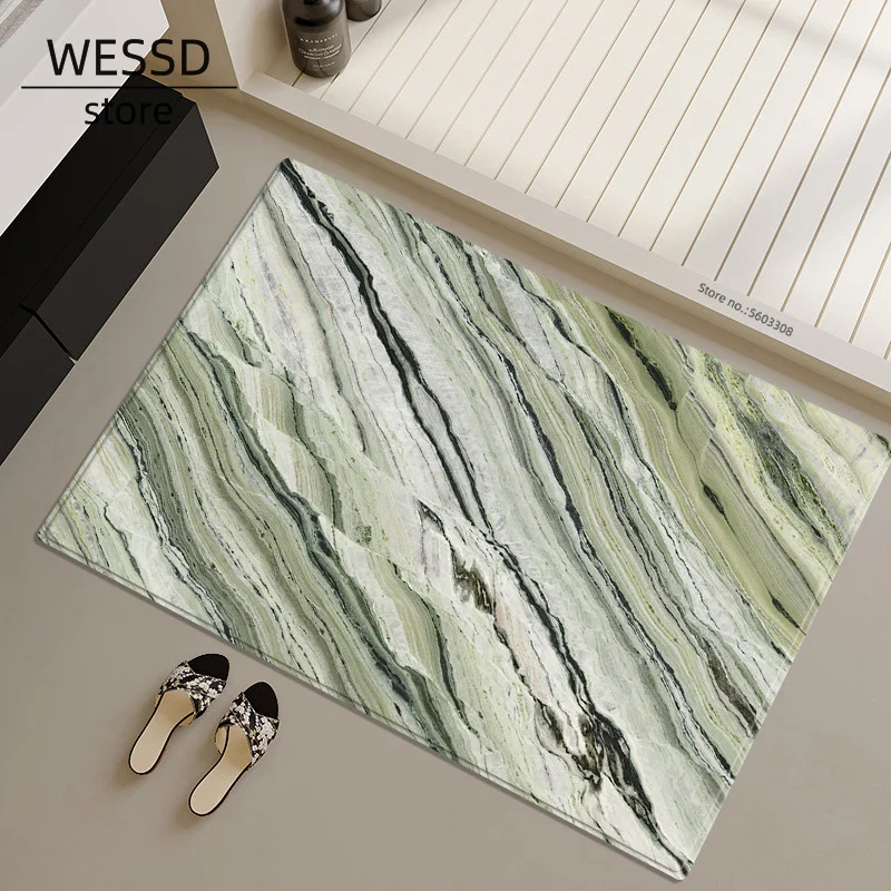 Abstract Print Bathroom Rug Flannel Soft Super Absorbent Toilet Rug Non-slip Doormat Small Carpet