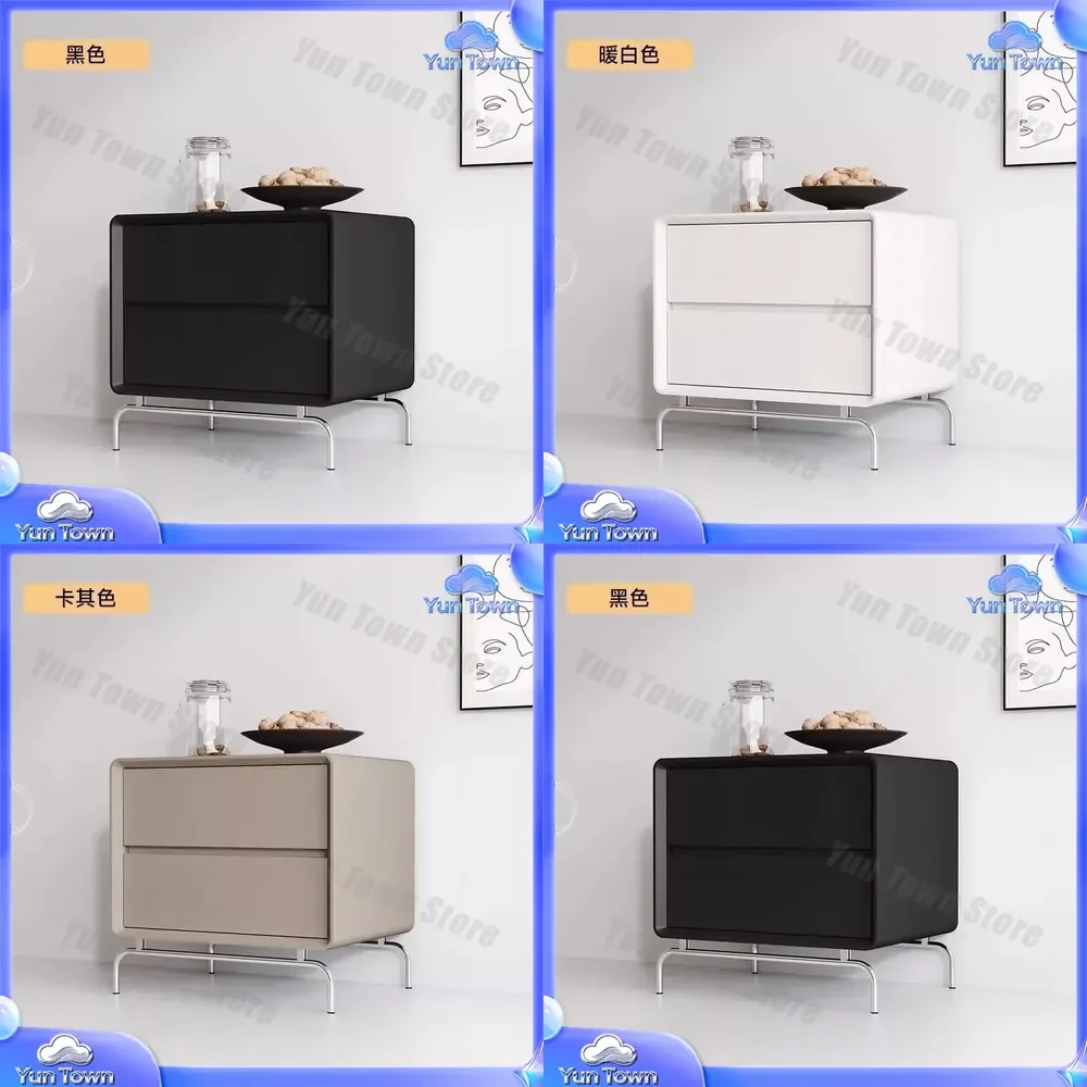 for Bedroom Solid Wood Black Bedside Table Modern Simple Storage Nightstand Light Luxury High End Creative Home Locker