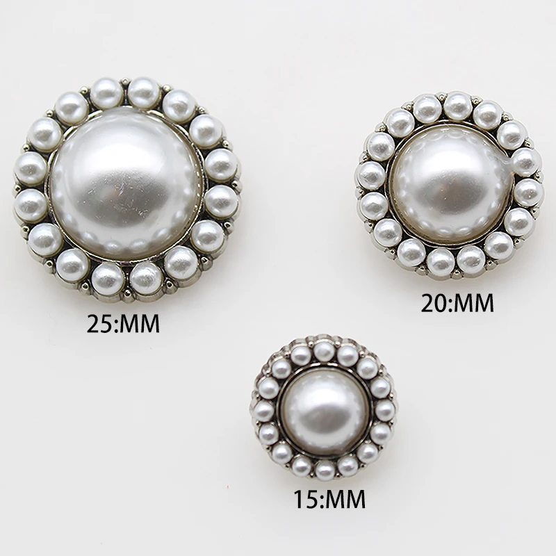 ZMASEY 10 Pieces Alloy Vintage Pearl Clothing Buttons For Women Clothing Button Sewing Accessories15/20/25MM