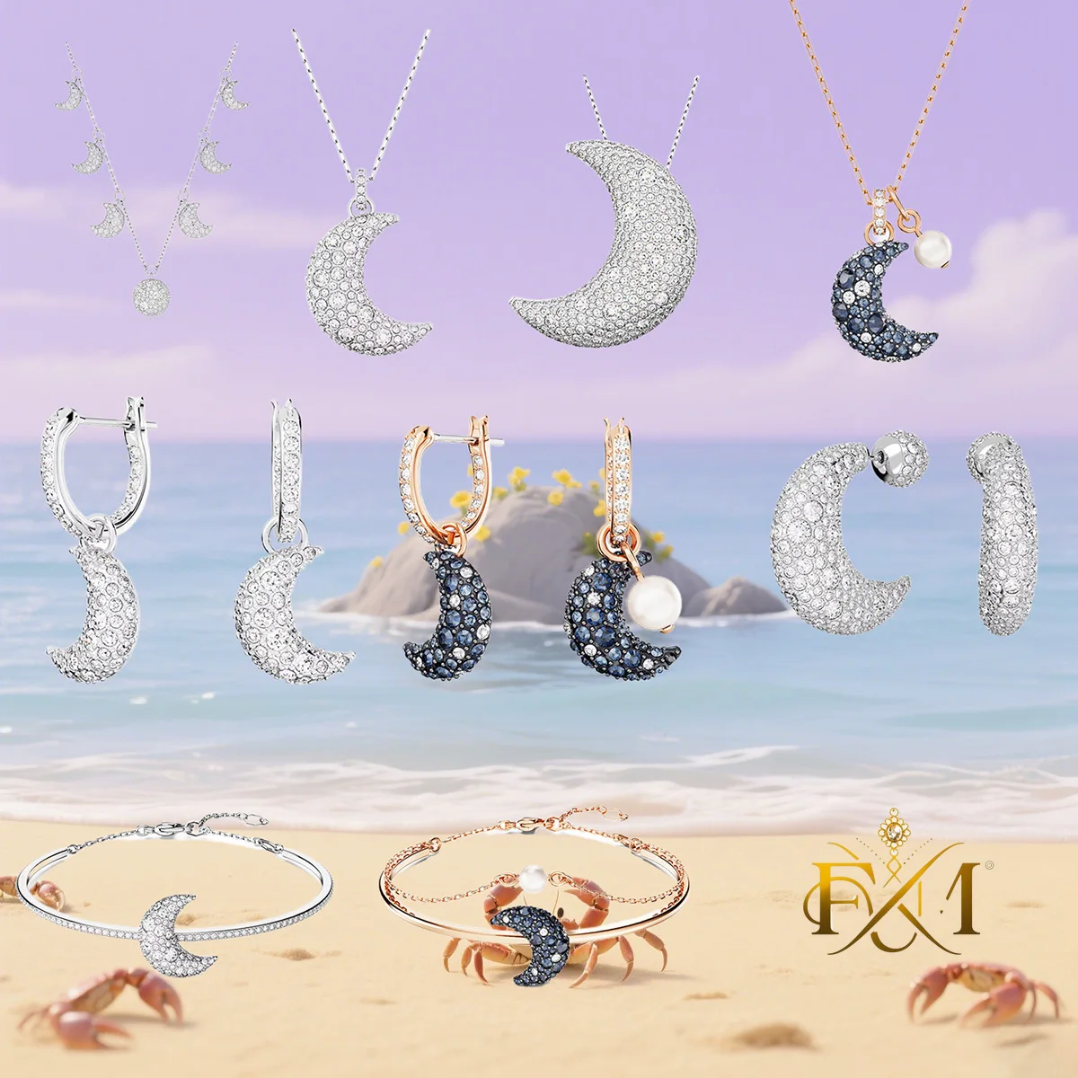 

2025 Summer Luxury Moon Jewelry Set Shining and Dazzling, Natural and Dynamic, Fashionable Jewelry Suitable for Giving Gifts