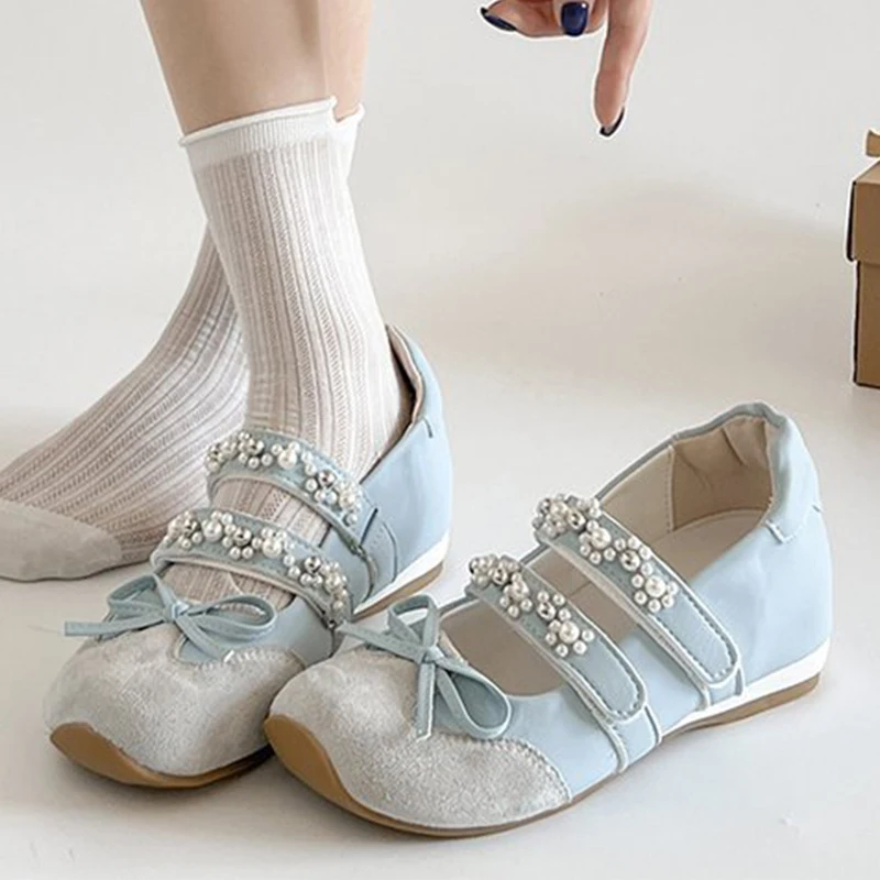 

Женская обувь Мэри Джейн с бантом, элегантные модные кроссовки с бисером, осенние лоферы, 2024, дизайнерское повседневное брендовое уютное платье Mujer Zapatillas