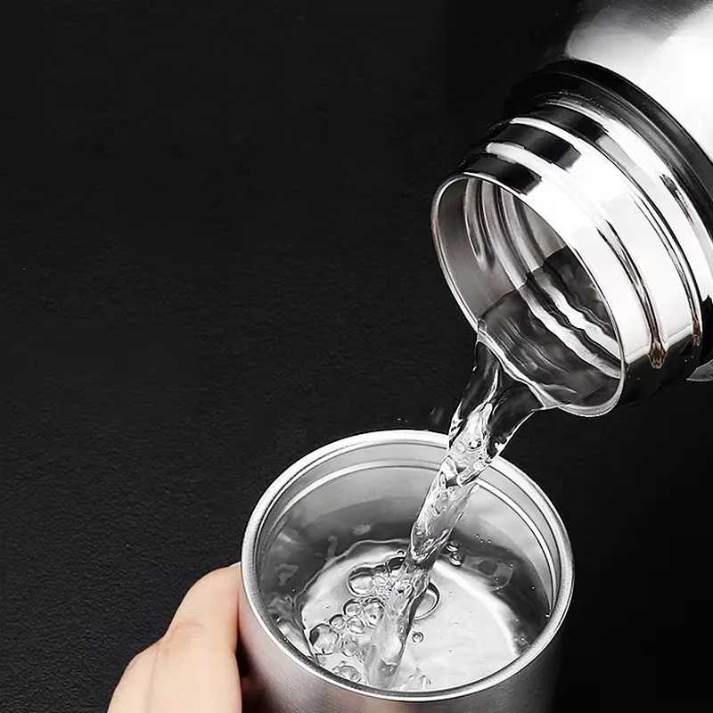 Double-Wall Flask with Rope Vacuum Thermos Stainless Steel Insulated Water Bottle Large 0.5/0.75/1L/1.5L Drinkware