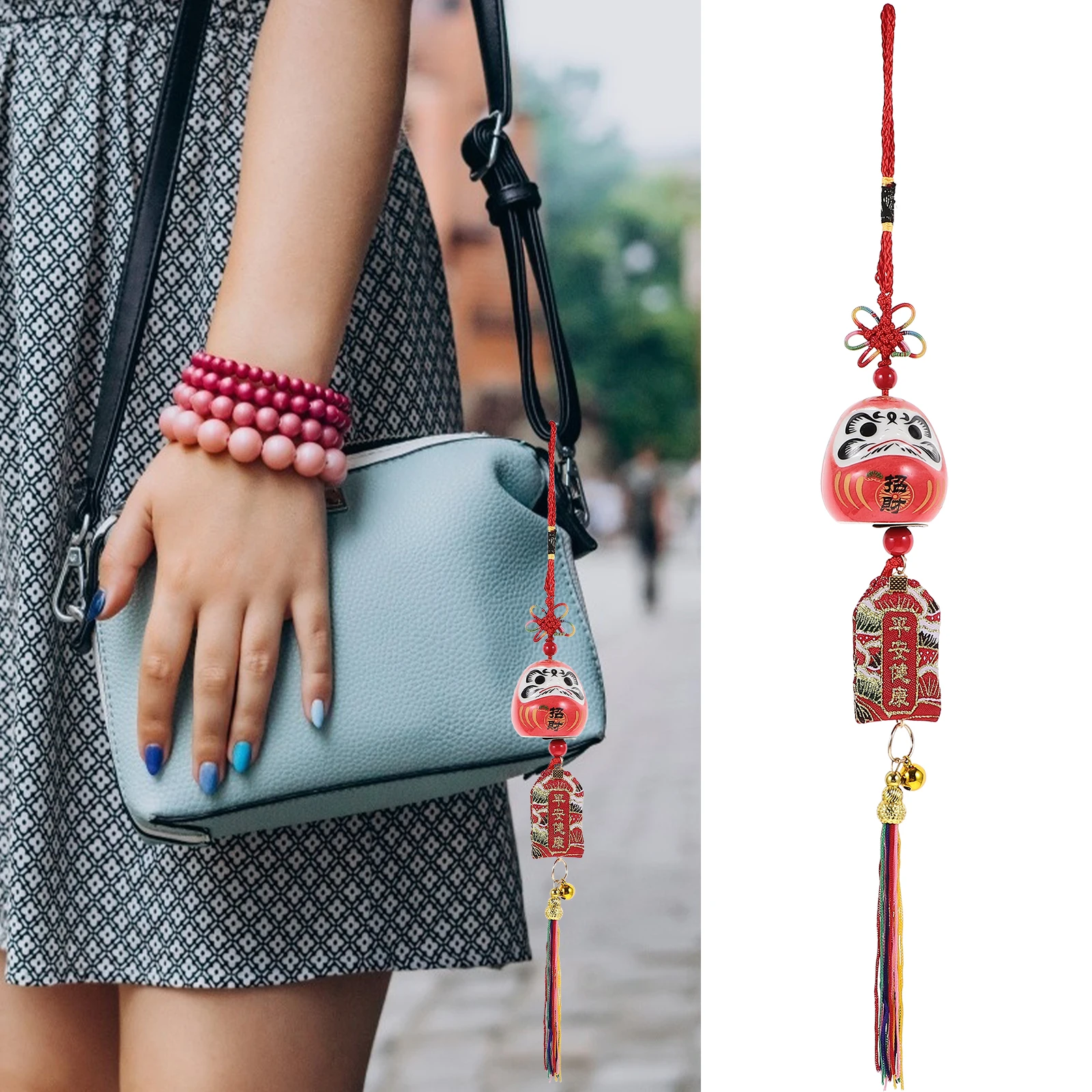 

Premium Ceramic Pendant Vintage Wind Chime Japanese-Style Hanging Ornament for Car Door Bag Home Decor Festival Gift