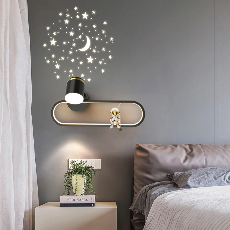 Modern Decor Bedroom Home Deco Wall Lamps Nordic Starry Sky Top Children's Room Bedside Lamp Living Room TV Background Wall Lamp