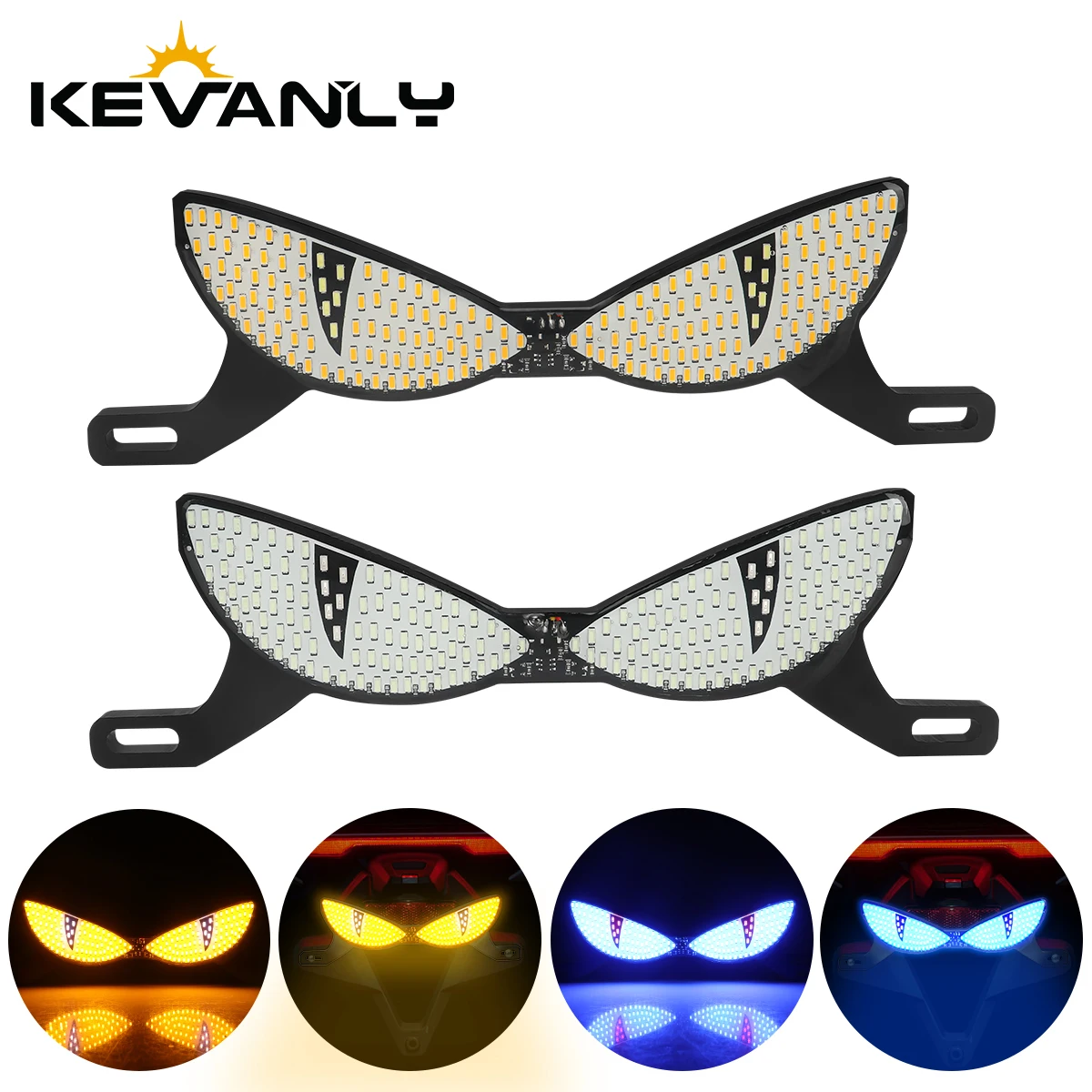 Motorcycle License Plate Light Cat's Eye Dual Color Flash Tail Decorative Lamp for Electric Vehicle Motorcycles Signal Light 12V