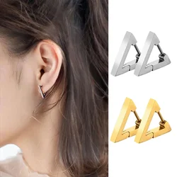 1Pair Punk Stainless Steel Triangle Hoop Earrings For Men Women Not Fade Ear Rings Hip Hop Male Jewelry