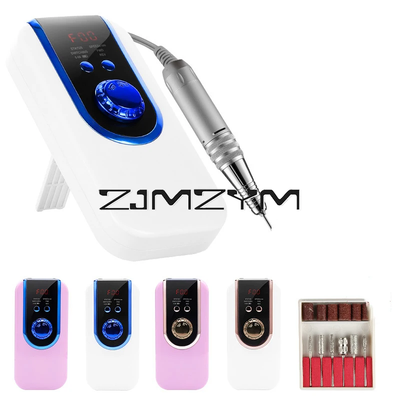 Taladro eléctrico recargable para manicura, pulidor de Gel con brocas, 30000RPM