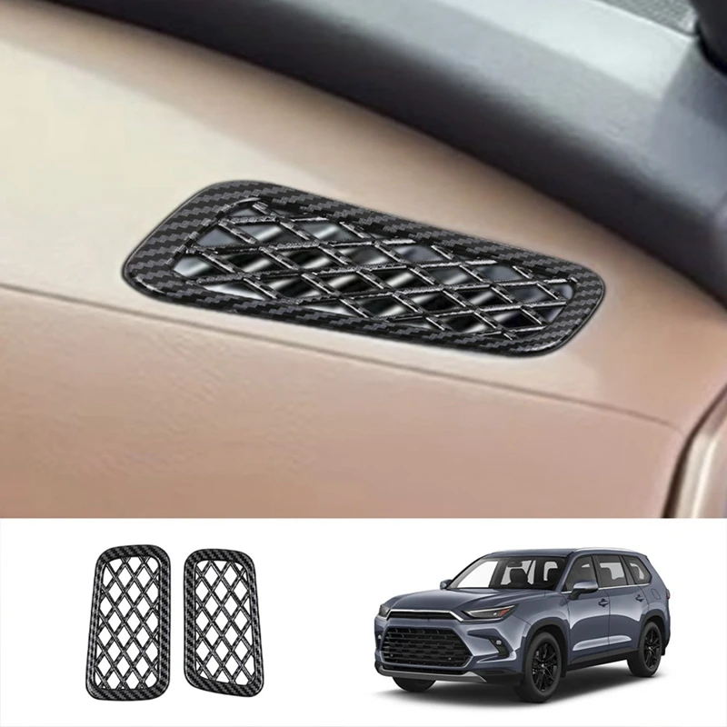 Car Dashboard Air Conditioner Air Outlet Frame A/C Air Outlet Carbon Fiber Trim Cover For Toyota Grand Highlander 2024