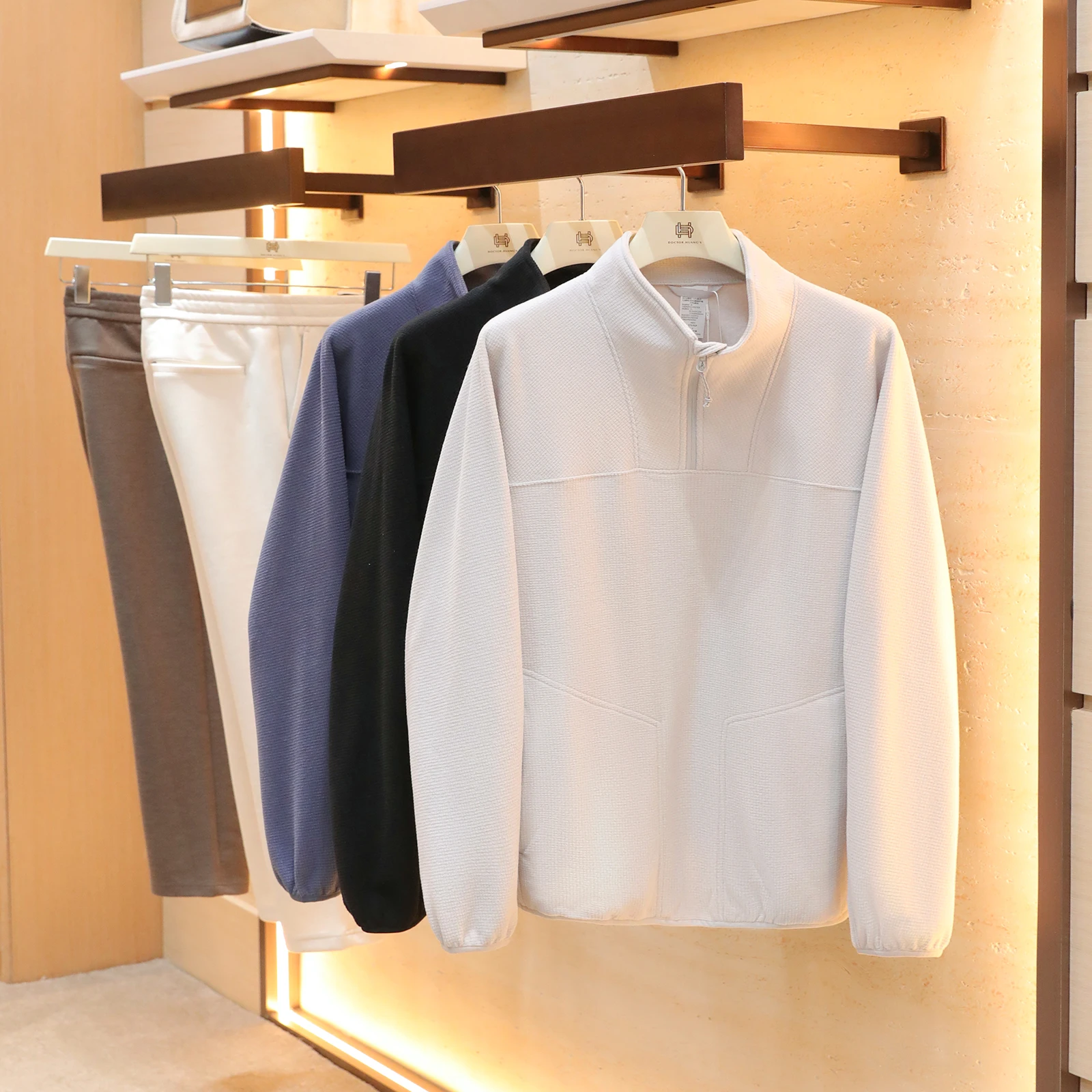 

Outdoor Men's Fce Jaet Qui Dry Warm Stand Collar Knitted Base Layer T-irt Stand Fit Long Sve Polyester Fiber