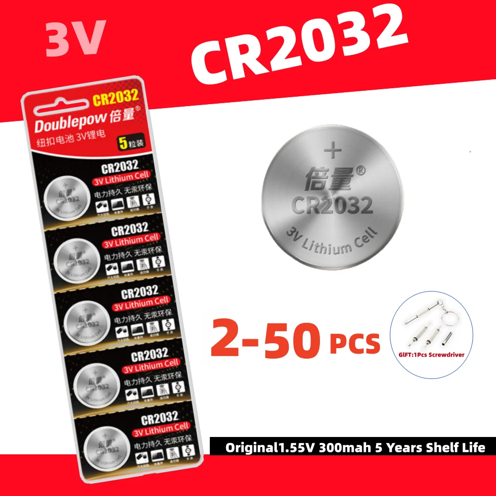 5-50PCS CR2032 Battery cr2032 Button Coin Battery 3V Lithium Batteries for Watch Calculator Toys Car Remote Control Coin Cell
