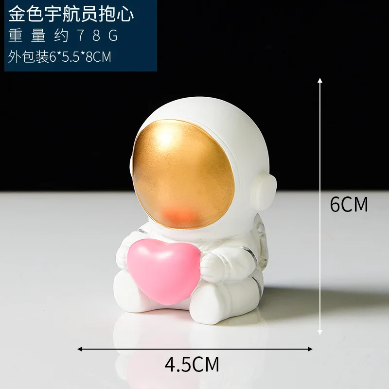 1pc Resin Spaceman Sculpture Home Desktop Decorations Astronaut Figure Statue Educational Toys Figurine Kids Gift Heart Flower