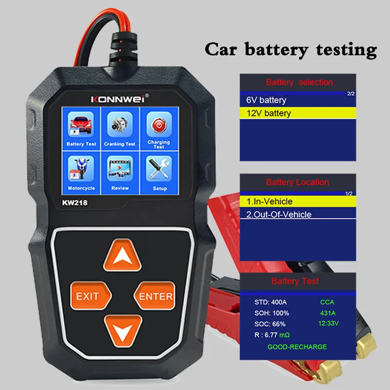 KONNWEI KW218 Car Battery Tester 6V 12V Motorcycle Car Truck Battery System Analyzer 100 To 2000CCA Charging Cranking Test Tool