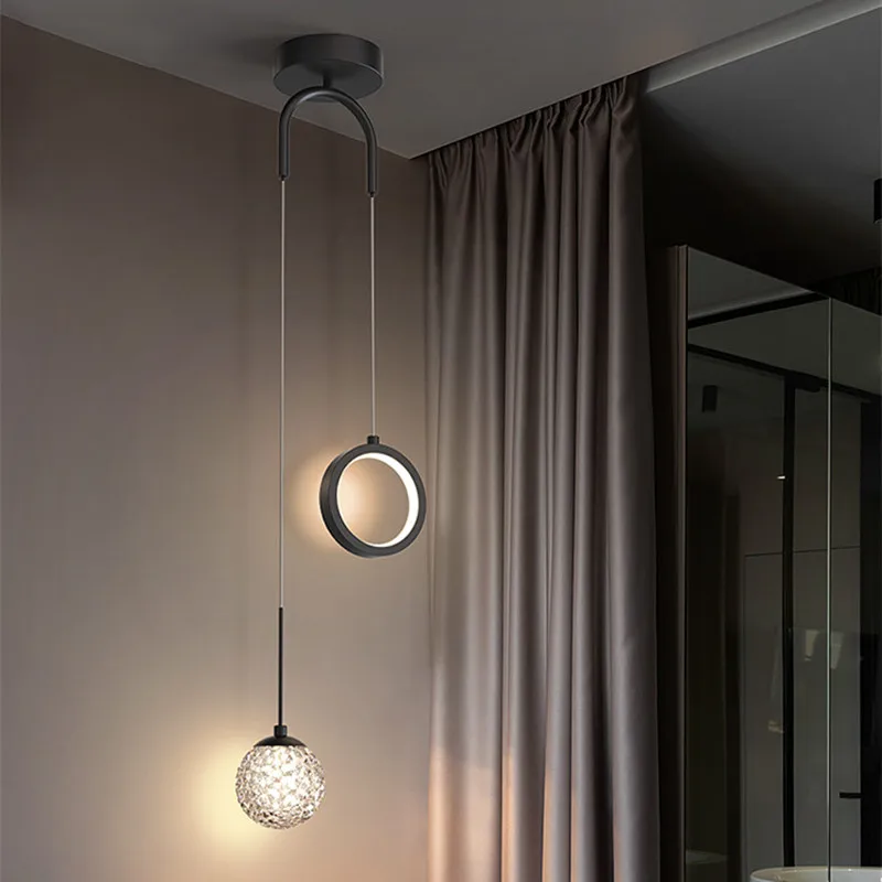 Bedside Chandelier Modern Minimalist Creative Starry Nordic Art Lamps Light Luxury Bedroom Study Long Line Small Chandelier