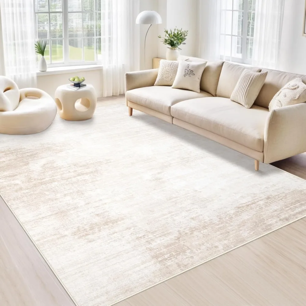 

Area Rugs 6x9 Living Room: Washable Rug Modern Abstract Large Rug Soft Non Slip Neutral Rugs Stain Resistant Indoor Carpet for B