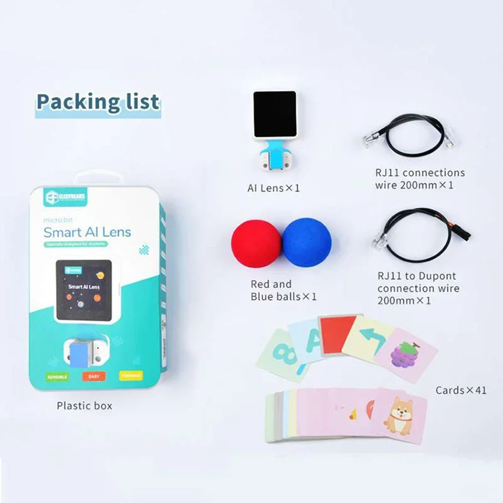 For Micro:bit Smart AI Lens Kits Color/Card Identification Face/Ball/Line Tracking Compatible w legoeds Building Blocks Program