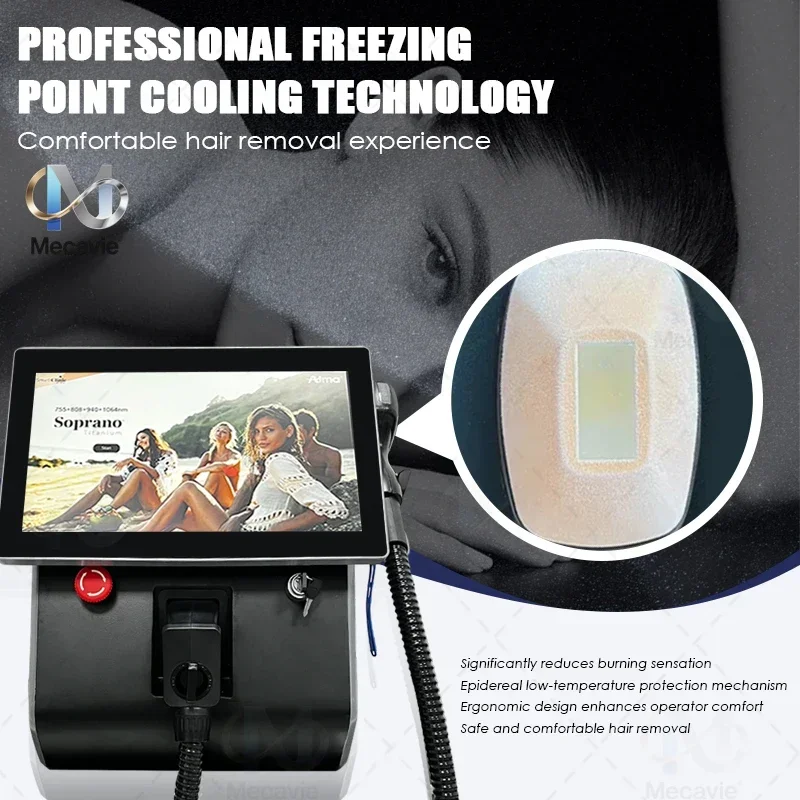 

New Design Portable 4000W Diode Laser Hair Removal Machine 4 Wave Painless Ice Cooling Permanent Epilator Home Use Beauty Equip