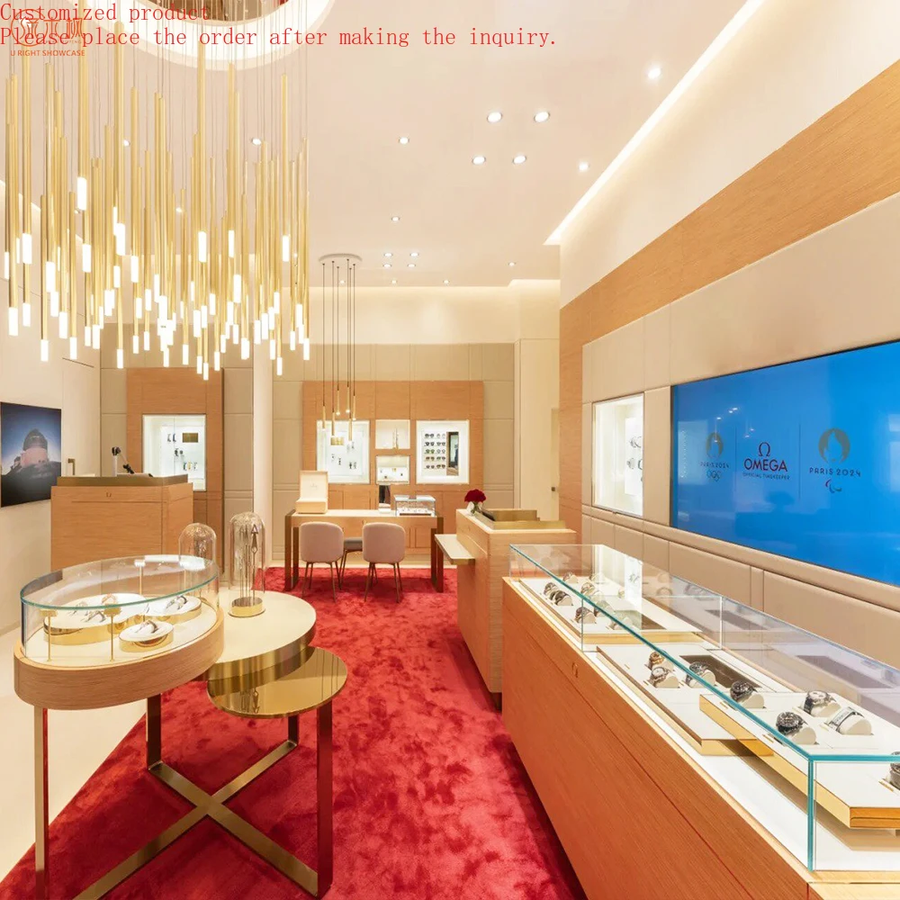 

Custom.Luxury Brand Watch Showcases Custom Glass Jewellery Cabinet Design Stores Interior Decoration