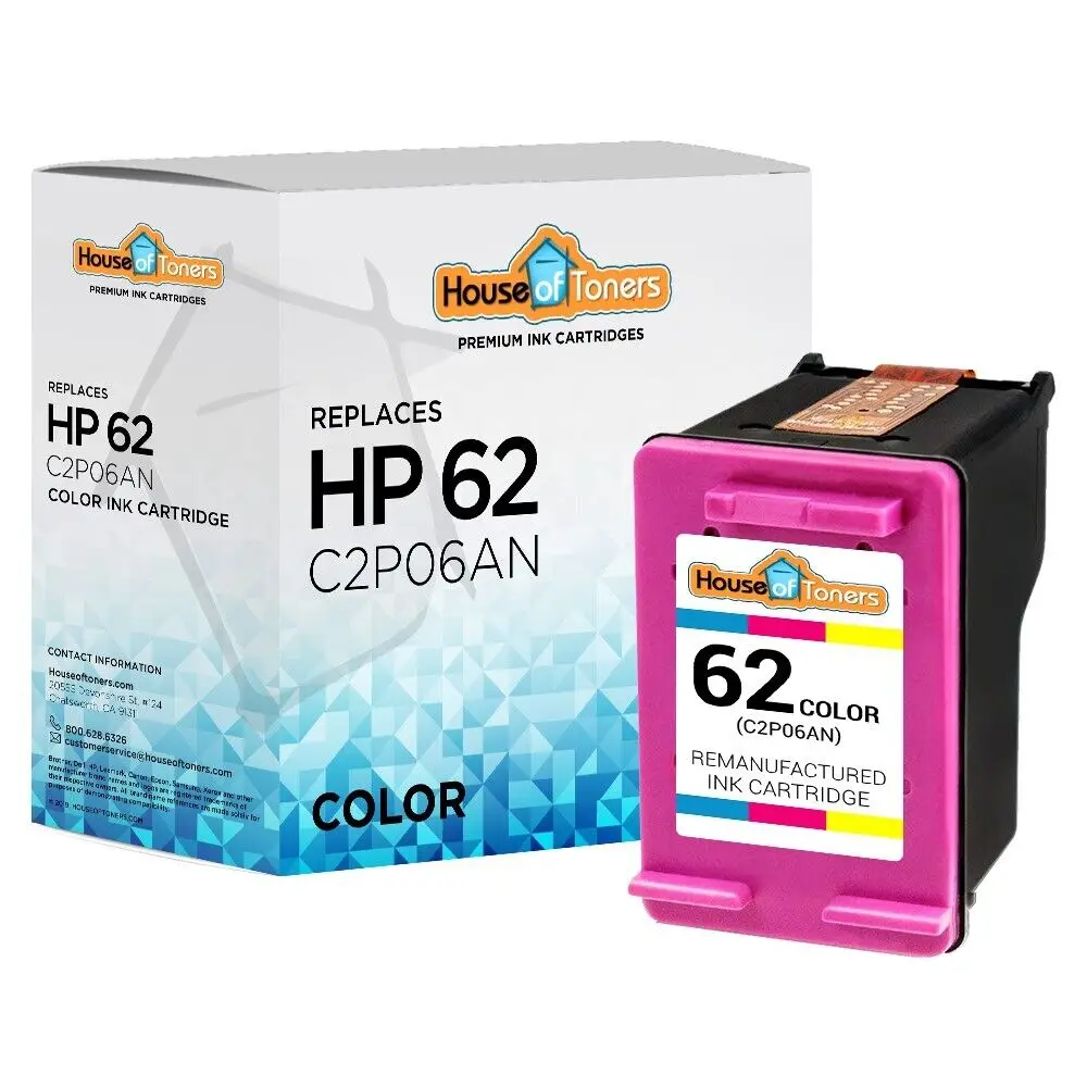 Replacement Color HP 62 Ink Cartridge for ENVY 5540 5544 5545 5549 5661 5663