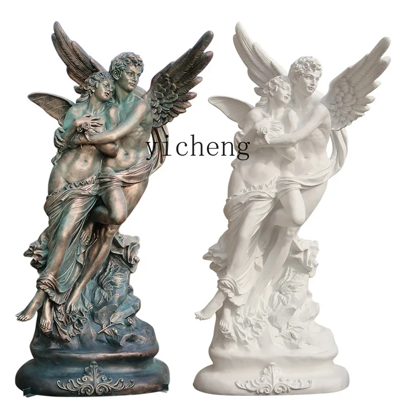 ZK couple statue four seasons bright angel sculpture large fiberglass figure artwork decorative ornament