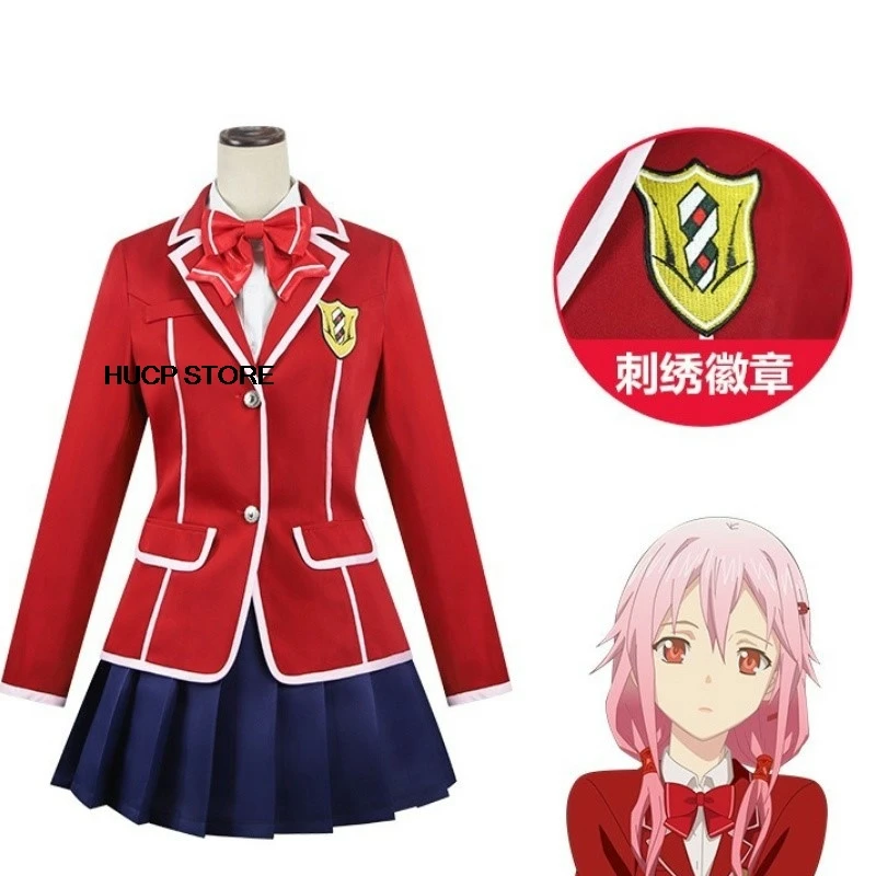 Anime Yuzuriha Inori Cosplay Costume Wig Japanese Red JK School Uniforms Skirt Woman Kawaii Campus Suit