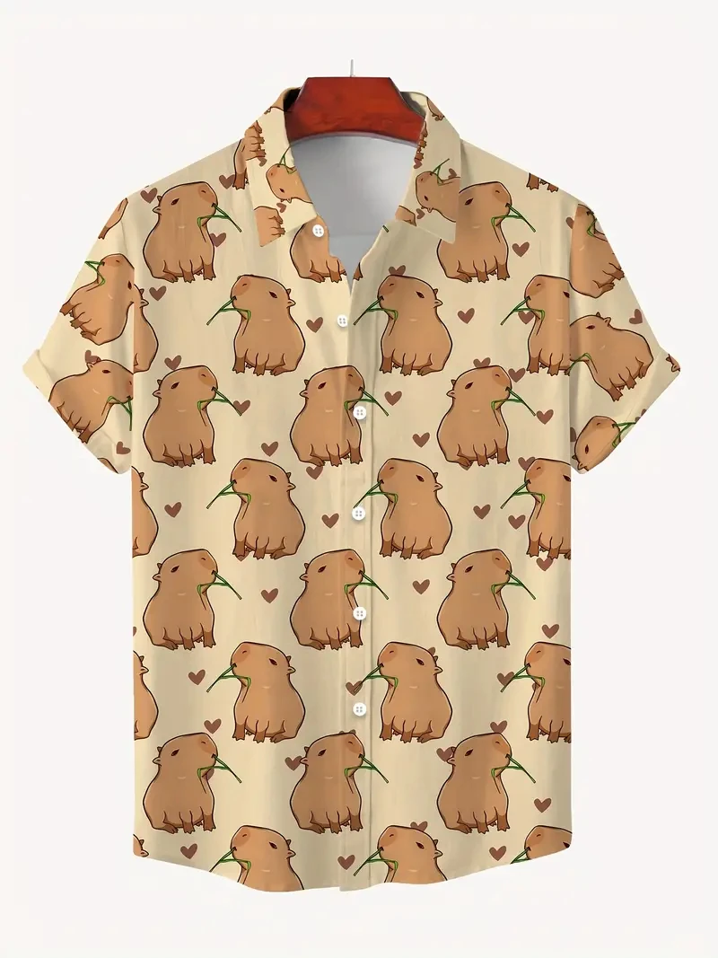 

Men'S Capybara Printed Shirt Summer Beachwear With Cartoon Capybara Pattern Women Vacation Or Casual Blouse 2025 New Y2k Tops