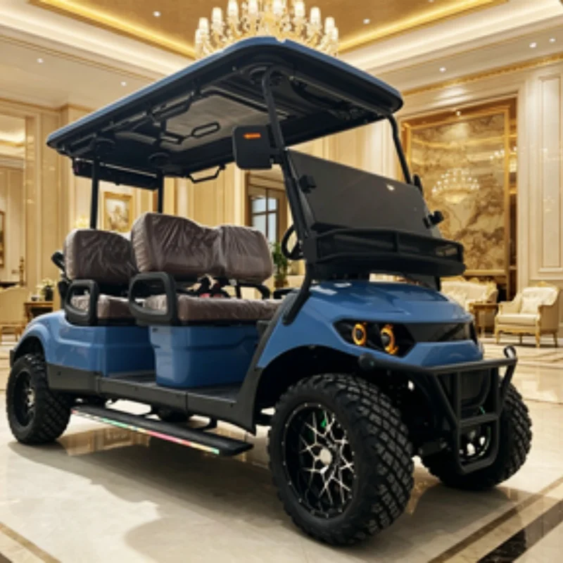 

New Design Electric Golf Cart Lithium Battery Street Legal Front Bumper Front Basket Off-Road Tires Foot Pedal Sound Bar