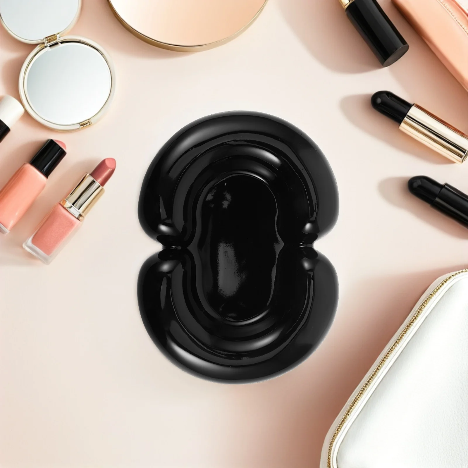 Black Ceramic Jewelry Tray Modern Decorative Jewelry Organizer Tray for Rings Earrings Necklaces Bracelets Watch Keys Gift