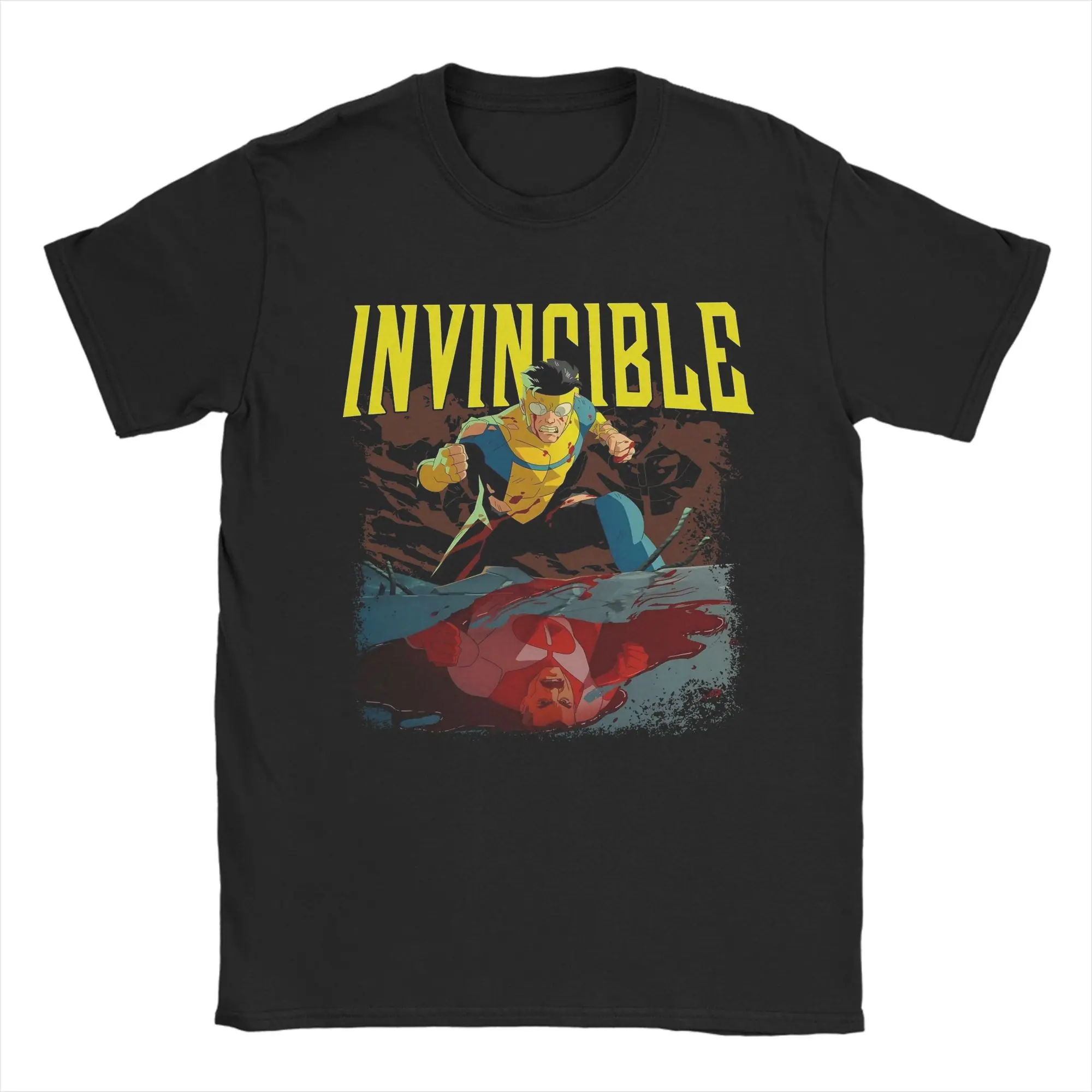 Funny Invincible Mark Grayson Hero T-Shirt Men Crewneck Short Sleeve Top Tee  Cotton Summer TopsTops