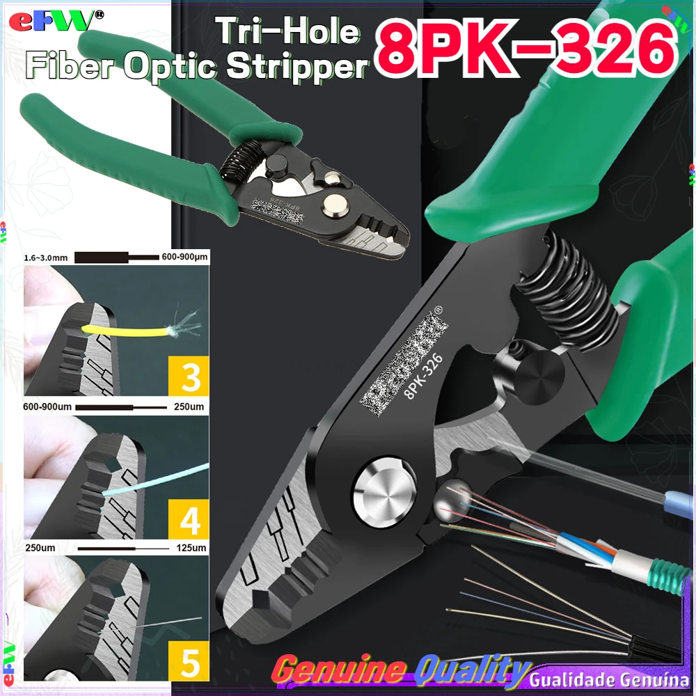 100% New 8PK-326 clamp Fiber stripping pliers 8PK-326 Tri-Hole Fiber Optic Stripper 8PK - 326 FTTH FIber Wire stripper 1pcs