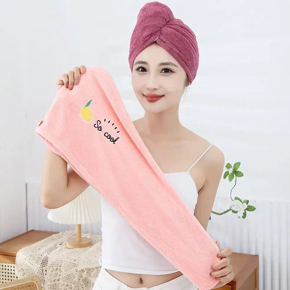 Dry Hair Towel Embroidered Coral Velvet Ladies Microfiber Soft Shower Cap Head Wrap Absorbent Fast Dry Ladies Head Towel