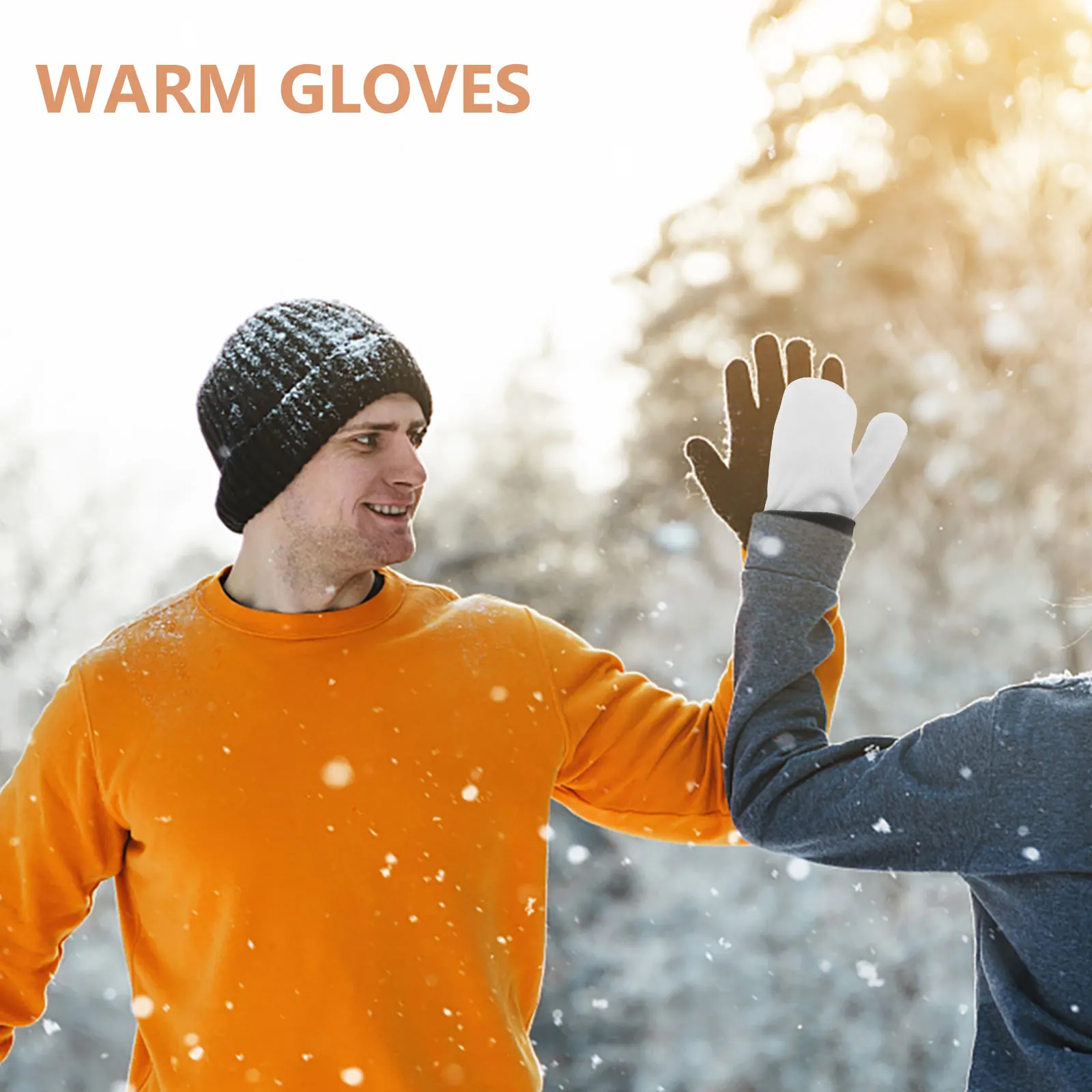 

1Set Warm Couple Mitts Hand Holding Design Double Layer Fleece Gloves for Cold Weather Cute Snowflake Pattern for Dates and