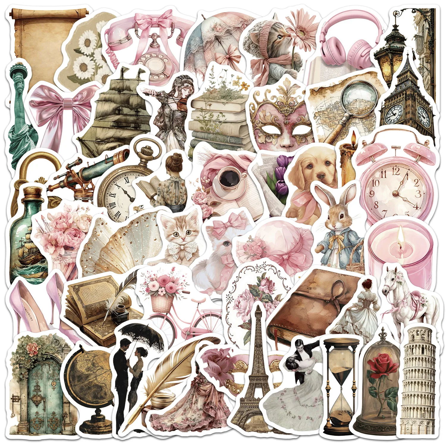 50 Pcs Vintage Aesthetic Graffiti Stickers Computer Wall Waterproof Decorative Creative Aesthetic Diy Stickers