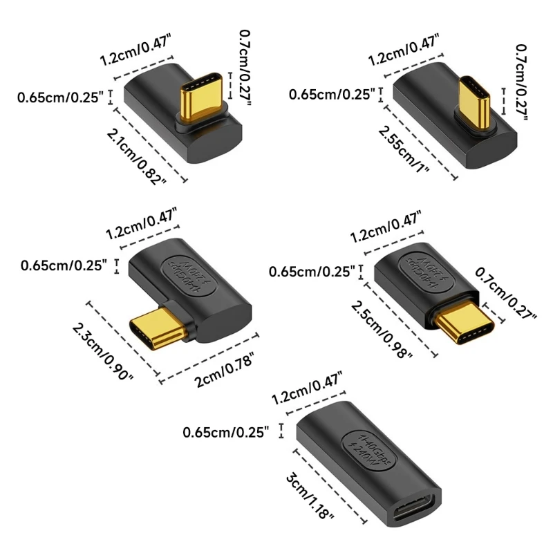 Multi-Purpose USB C Connector 240W Power Delivery Type C Male to Female Adapter for Laptop, Tablet, Phone Charging Data Transfer