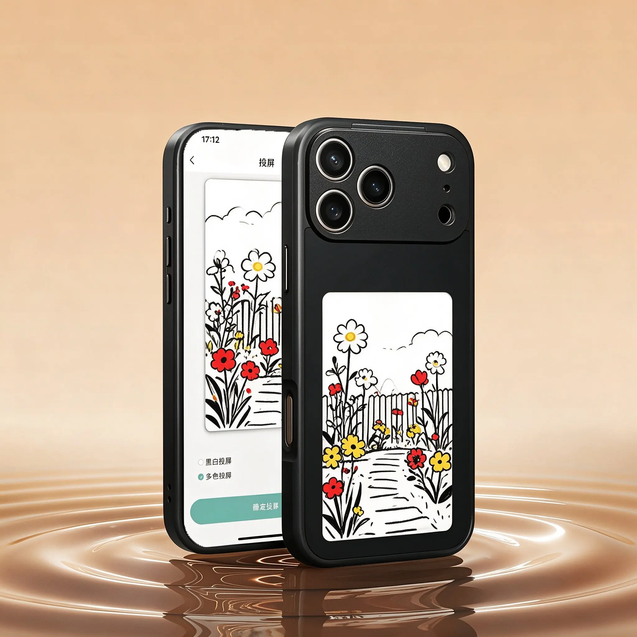 E-ink Phone Case DIY Screen For iPhone 17/17Pro/17ProMax NFC Phone Cover Case Photo 4 Colors Display Wireless Image Transmission view 2